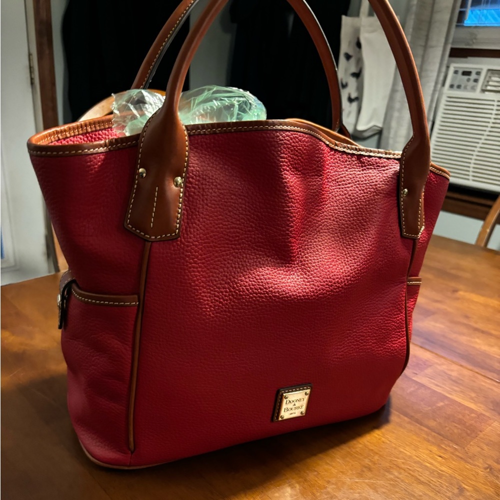 Dooney & Bourke Red Pebble Leather Tote Style Bag